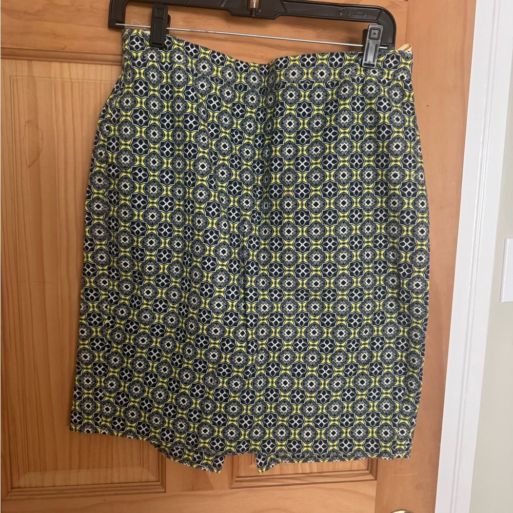 J. Crew Geometric Pencil Skirt - Blue and Yellow